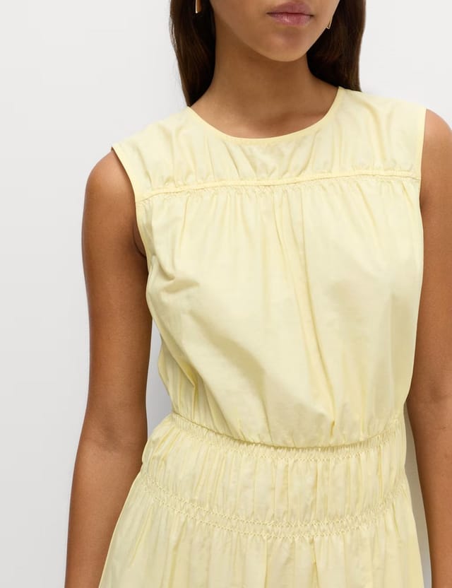 Marks & Spencer M&S Pure Cotton Frill Hem Midaxi Waisted Dress Lime Green - 2
