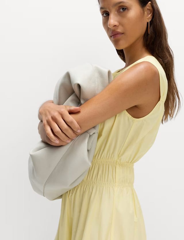 Marks & Spencer M&S Pure Cotton Frill Hem Midaxi Waisted Dress Lime Green - 3
