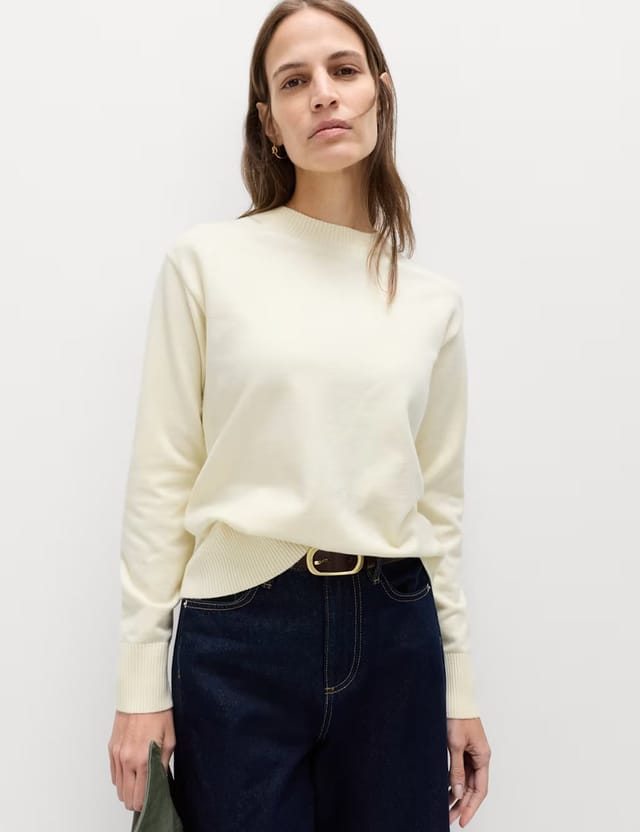 Marks & Spencer M&S Air-Yarn Crew Neck Jumper Buttermilk - 2