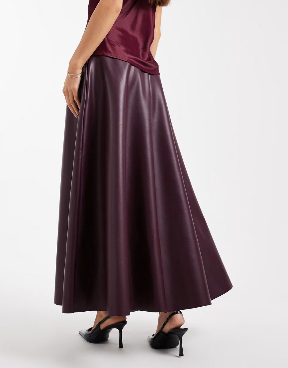 ASOS ASOS DESIGN full circle pu skirt in fig - 2