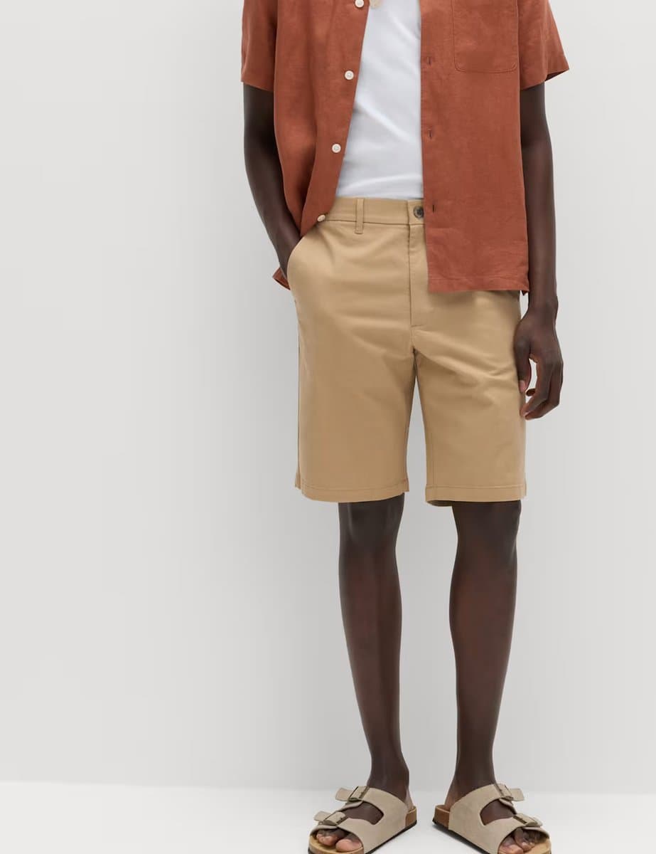 Marks & Spencer M&S Loose Fit Stretch Chino Shorts Sand