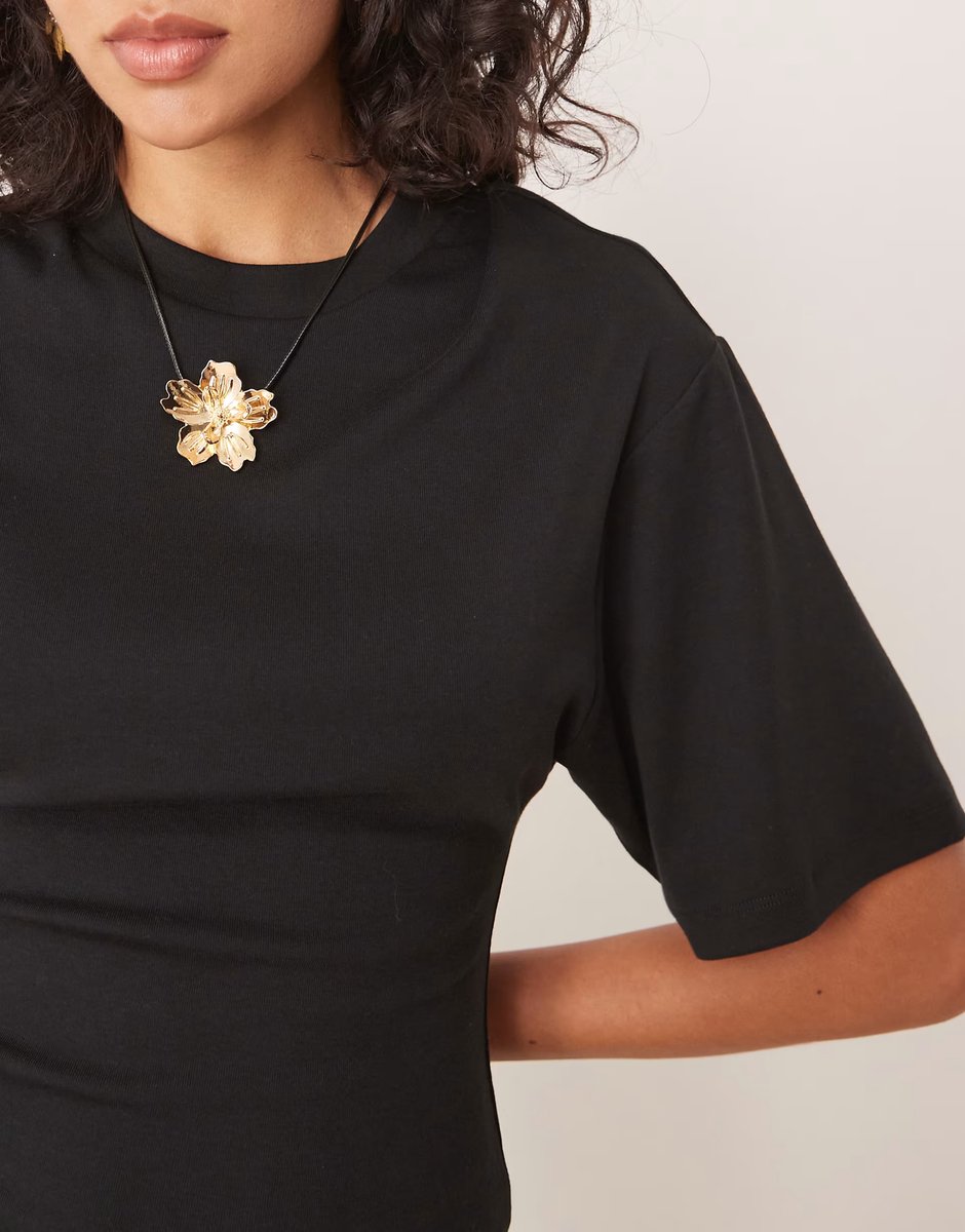 ASOS Gina Tricot short sleeve sculpt jersey mini dress in black - 4