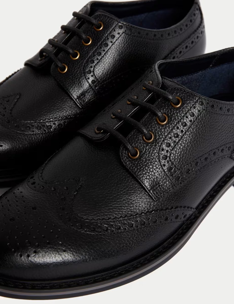 Marks & Spencer M&S Wide Fit Leather Brogues Black - 2