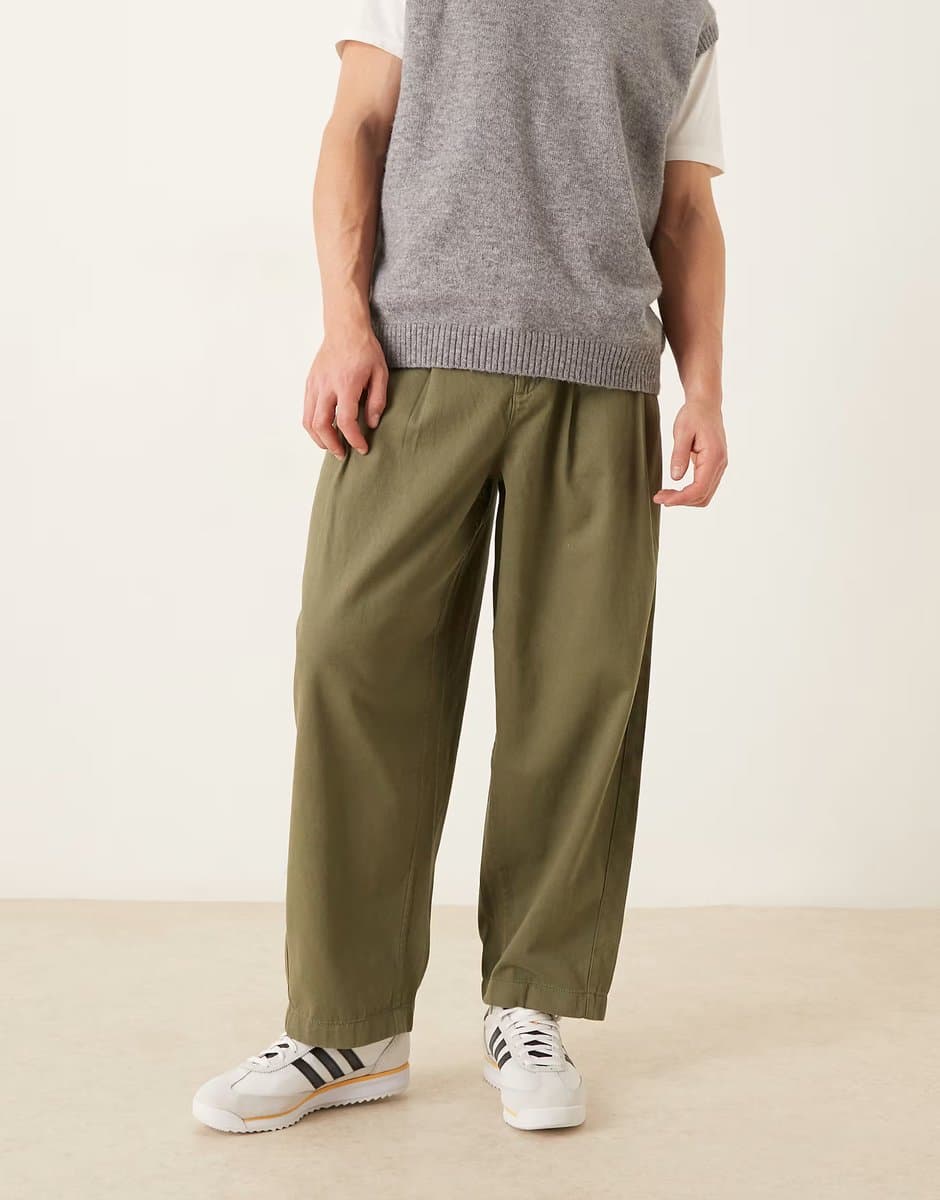 ASOS ASOS DESIGN oversized tapered chinos in khaki