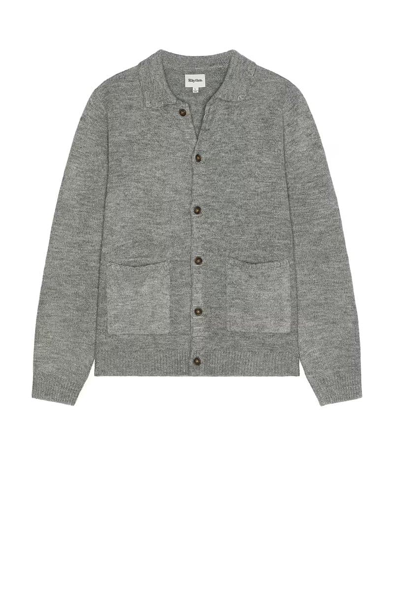 revolve Revolve Mohair Whip Stitch Knit Shirt in Grey