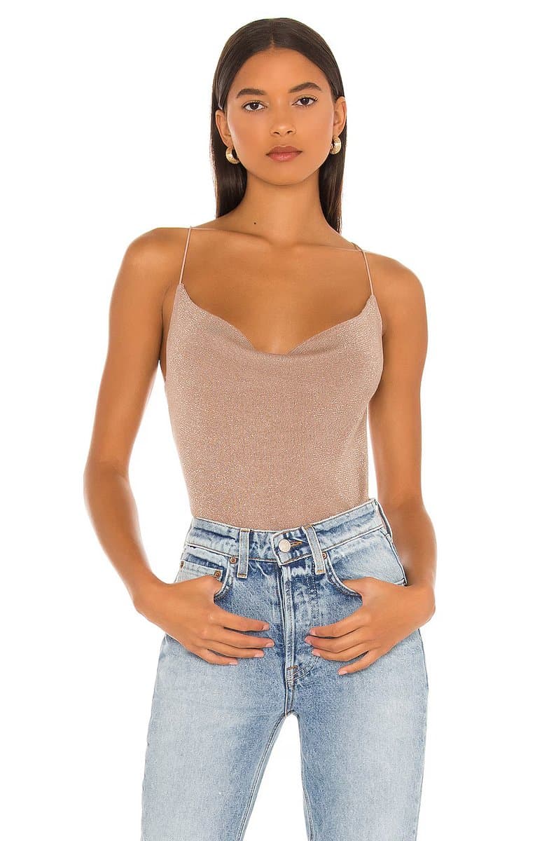 revolve Revolve Cowl Neck Tank with V-Neckline in Portobella
