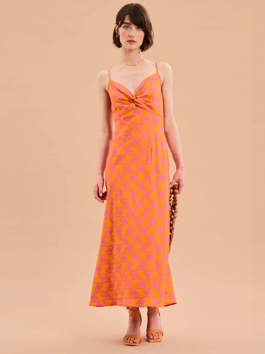 OMNES Blossom Geo Print Strappy Dress