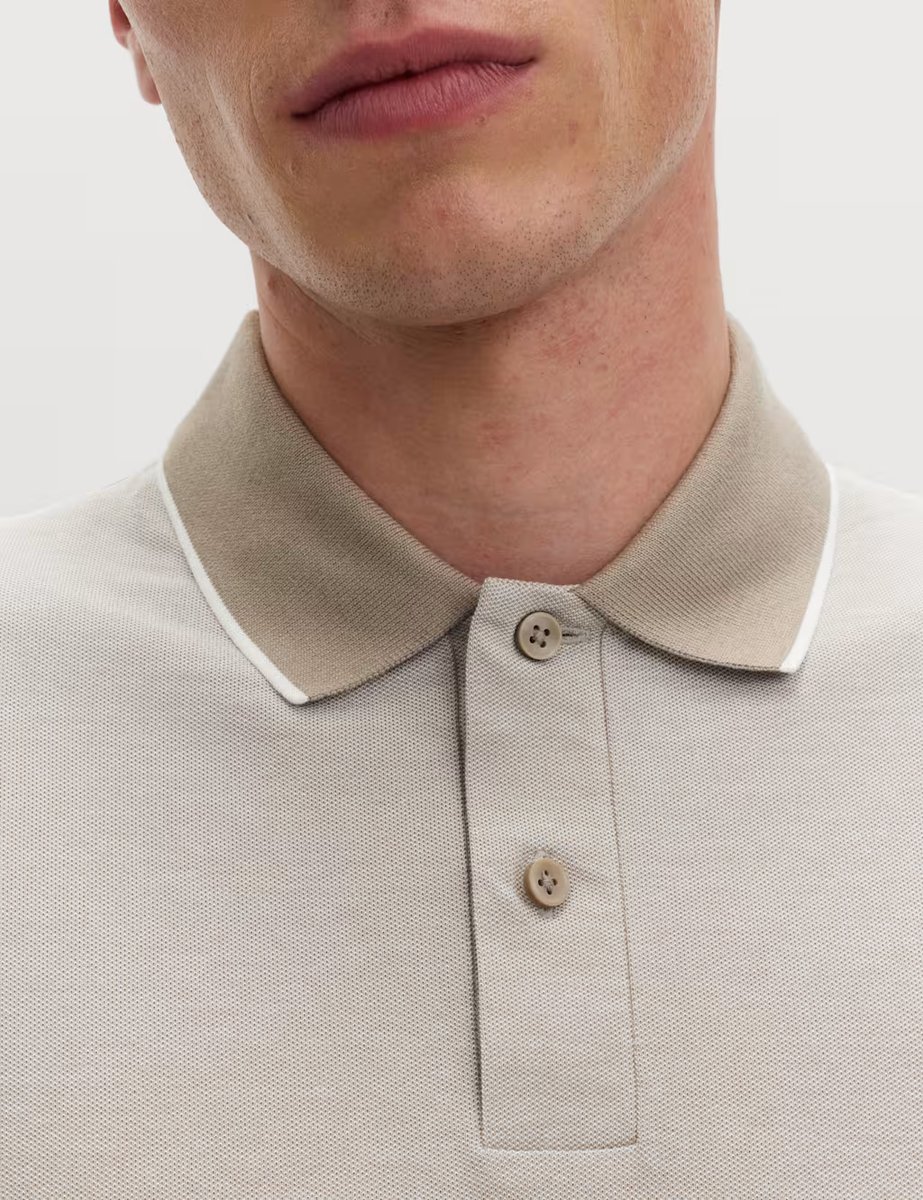 Marks & Spencer M&S 2 Pack Cotton Rich Tipped Polo Shirts Ecru Mix - 3