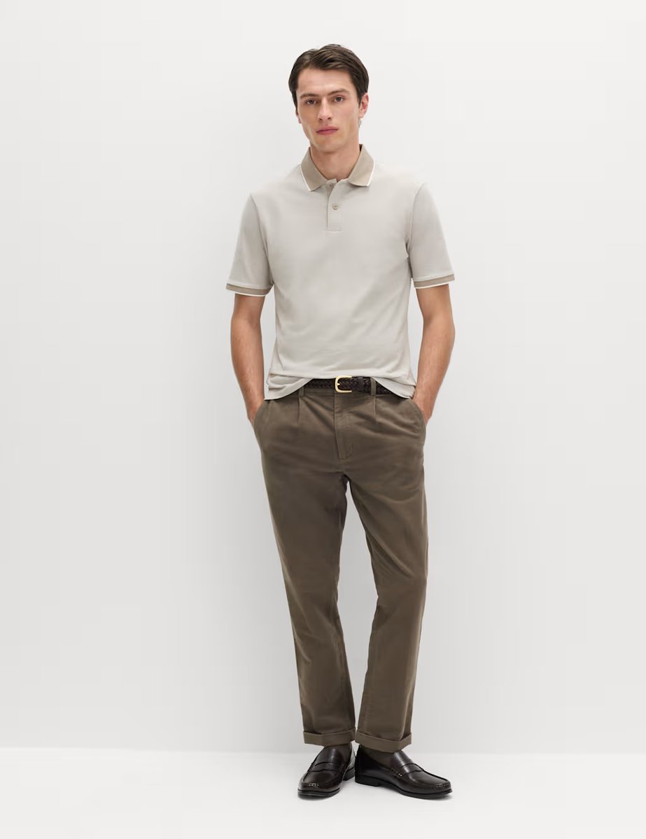 Marks & Spencer M&S 2 Pack Cotton Rich Tipped Polo Shirts Ecru Mix - 4