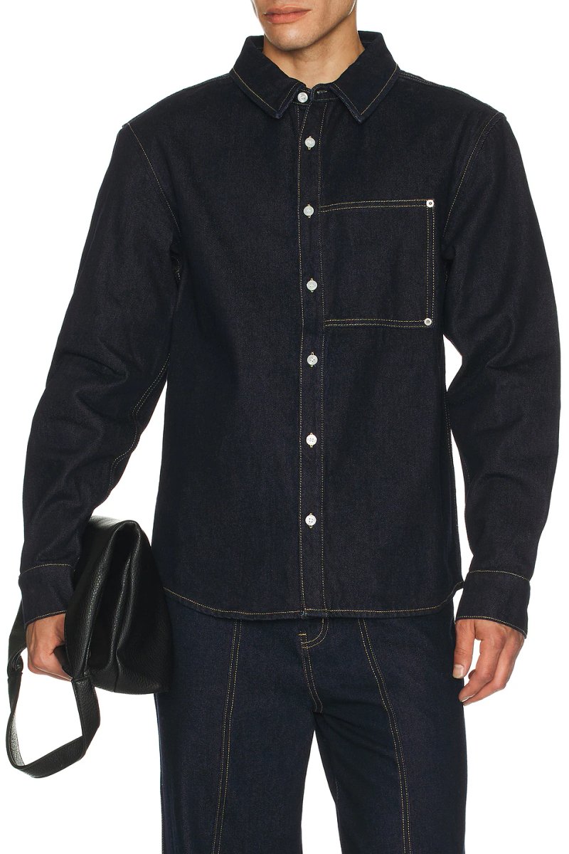 revolve Indigo Denim Rivet Shirt - 3