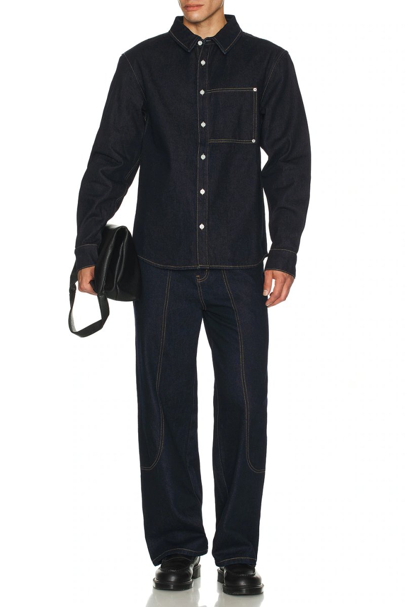 revolve Indigo Denim Rivet Shirt - 4