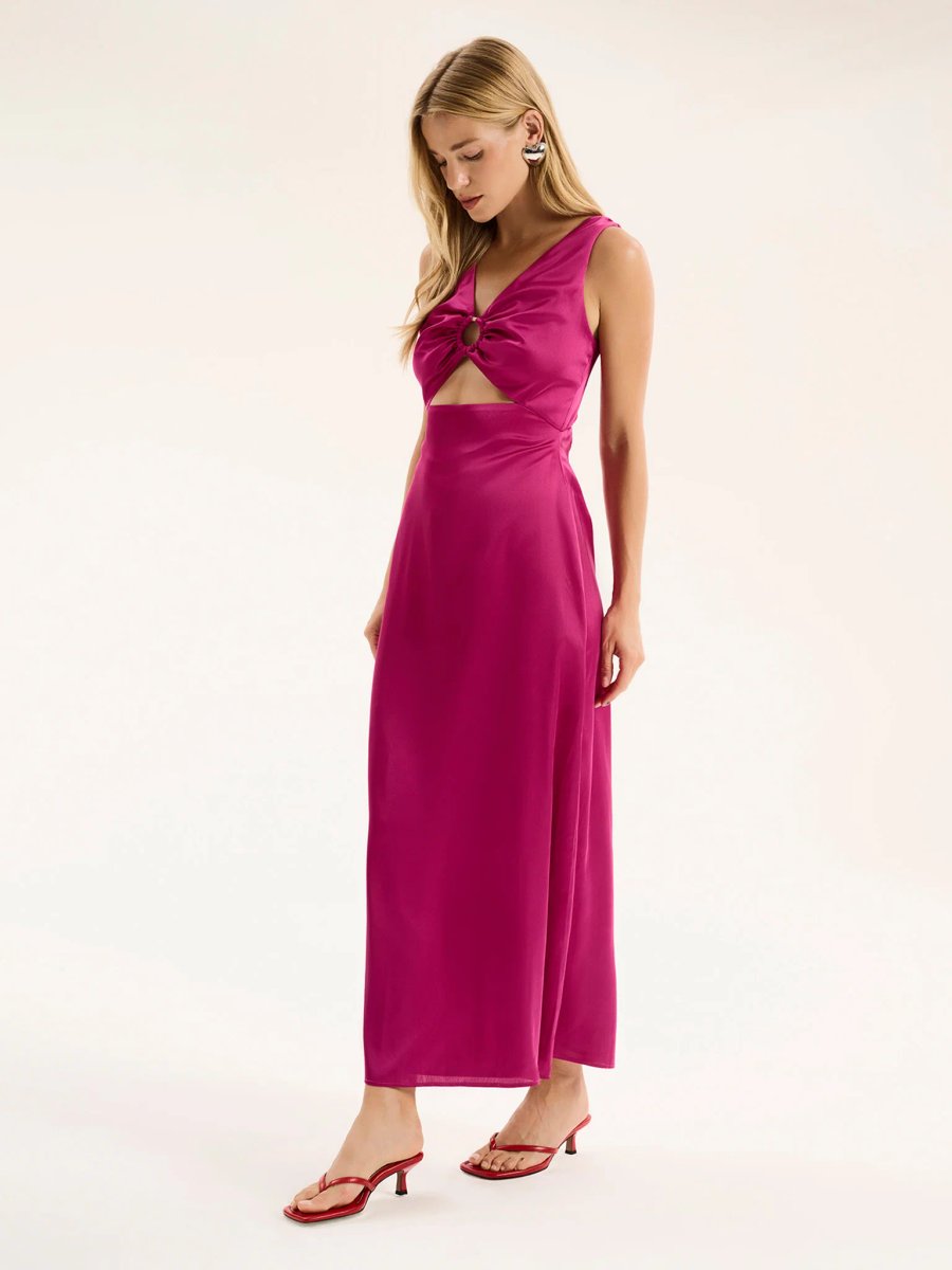 OMNES Fredrika Ring Detail Dress in Magenta - 2