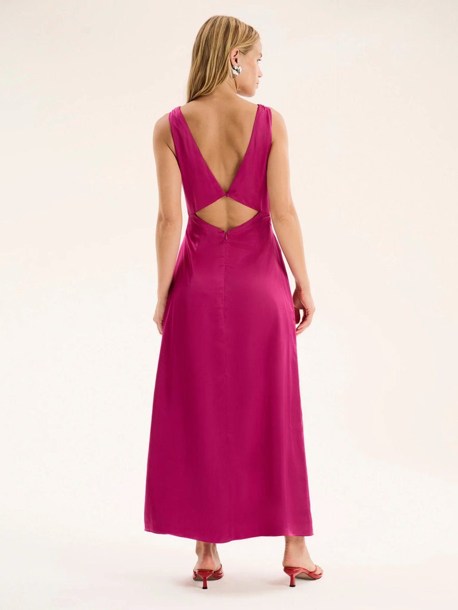 OMNES Fredrika Ring Detail Dress in Magenta - 3