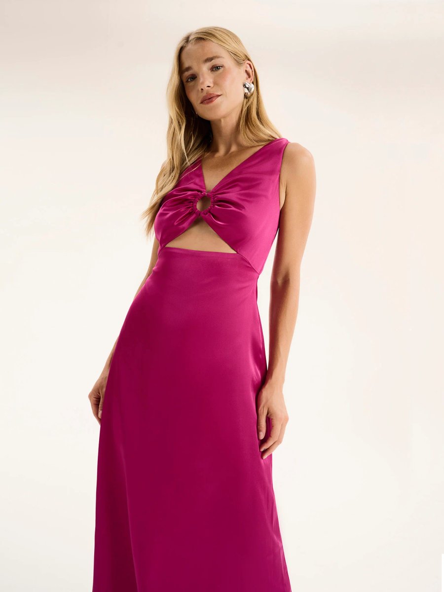 OMNES Fredrika Ring Detail Dress in Magenta - 4