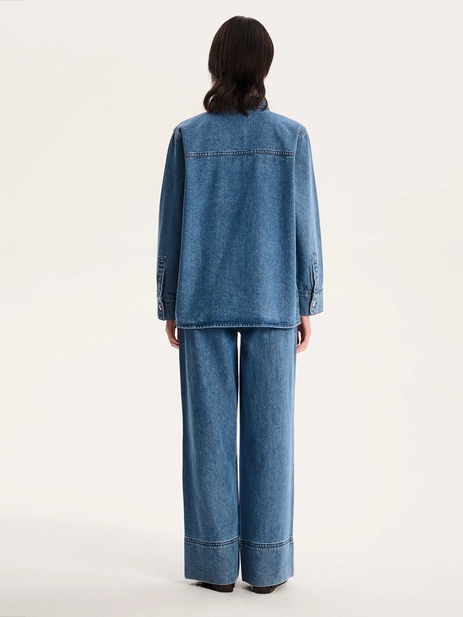 OMNES Magnus Embroidered Jacket in Mid Wash - 3