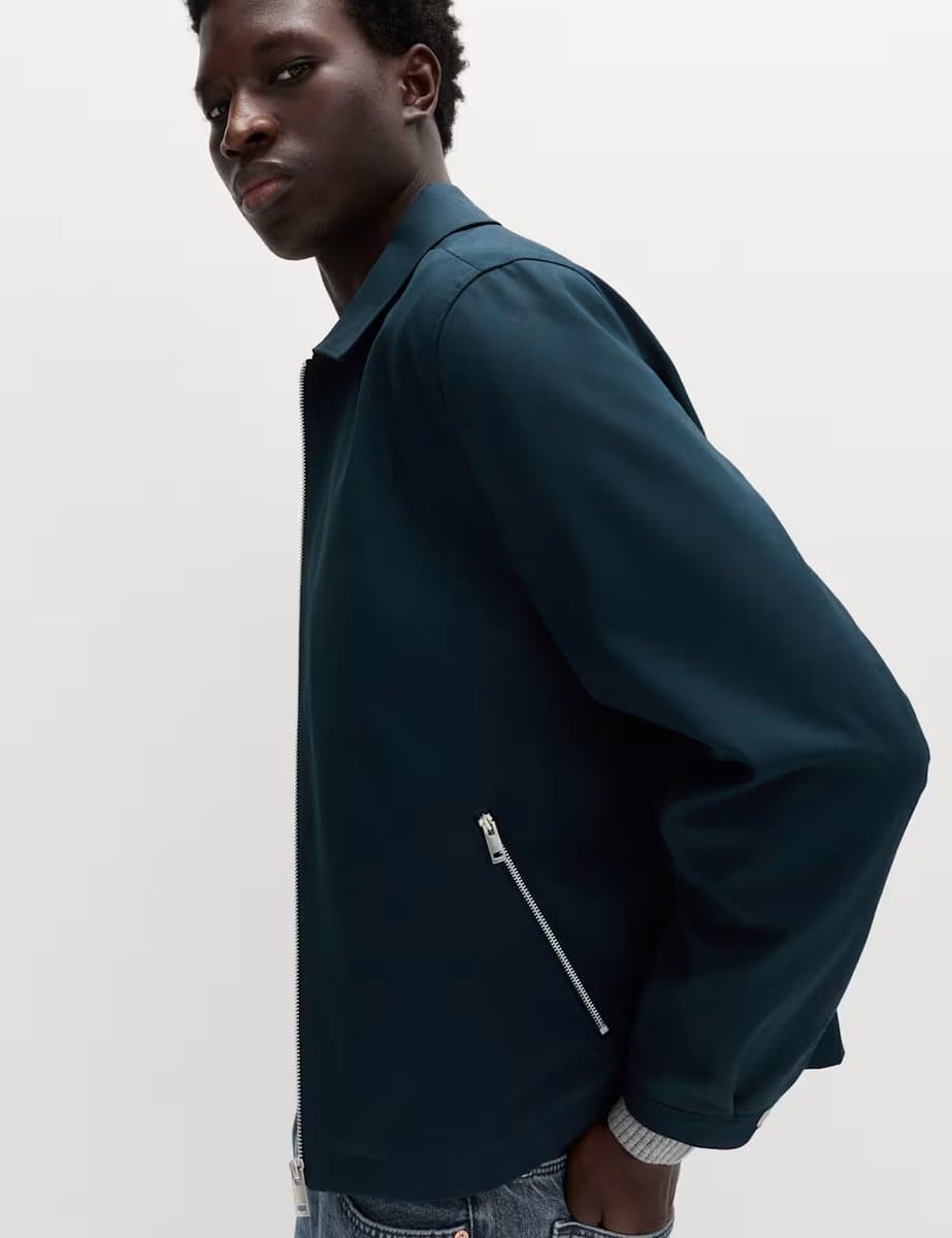 Marks & Spencer M&S Pure Cotton Harrington Jacket Dark Ink