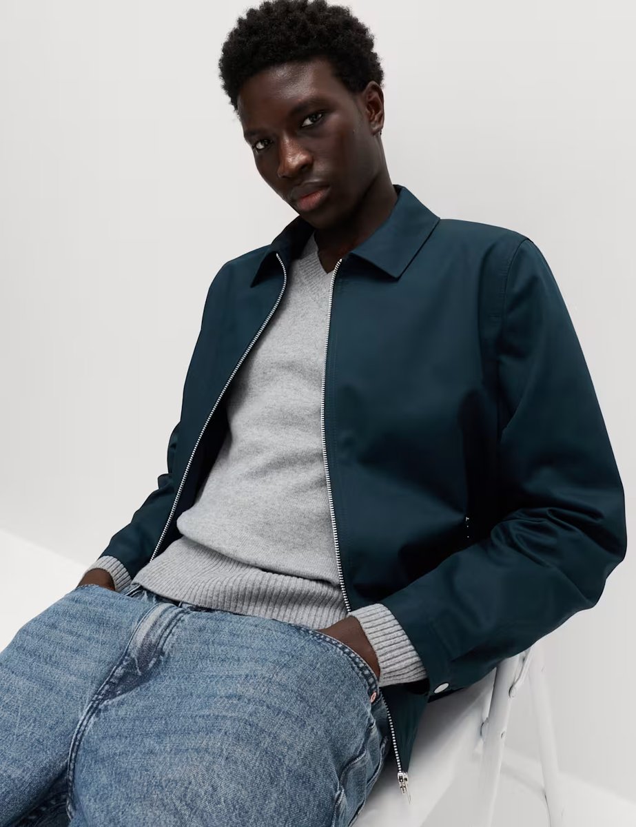 Marks & Spencer M&S Pure Cotton Harrington Jacket Dark Ink - 2