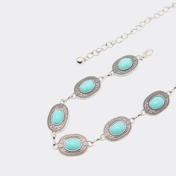 EGO EGO Turquoise Stone Detail Chain Belt