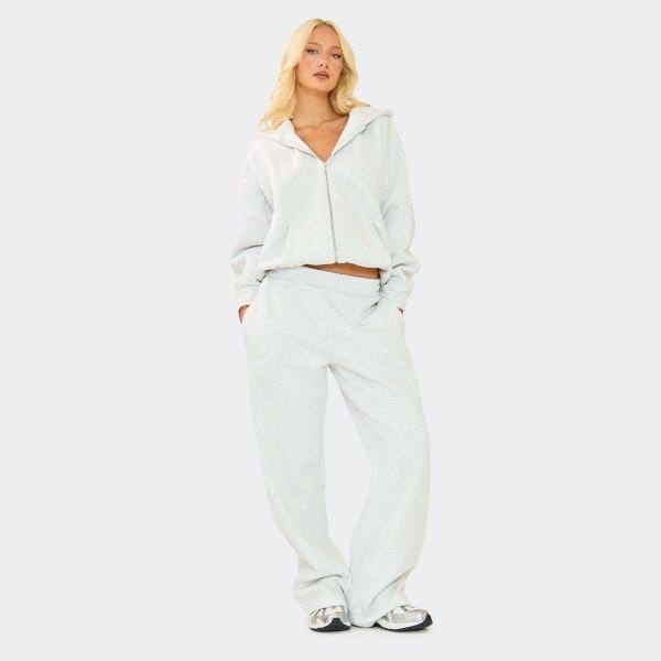 EGO Straight Leg Joggers In Light Grey Marl, Women's Size UK 6 - 1