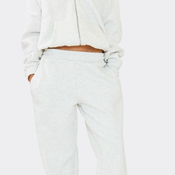 EGO Straight Leg Joggers In Light Grey Marl, Women's Size UK 6 - 2