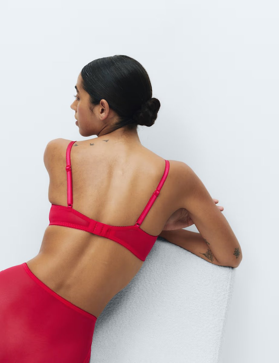 Marks & Spencer M&S Jasmine Lace Wired Demi Cup Bra (A-E) Geranium - 3