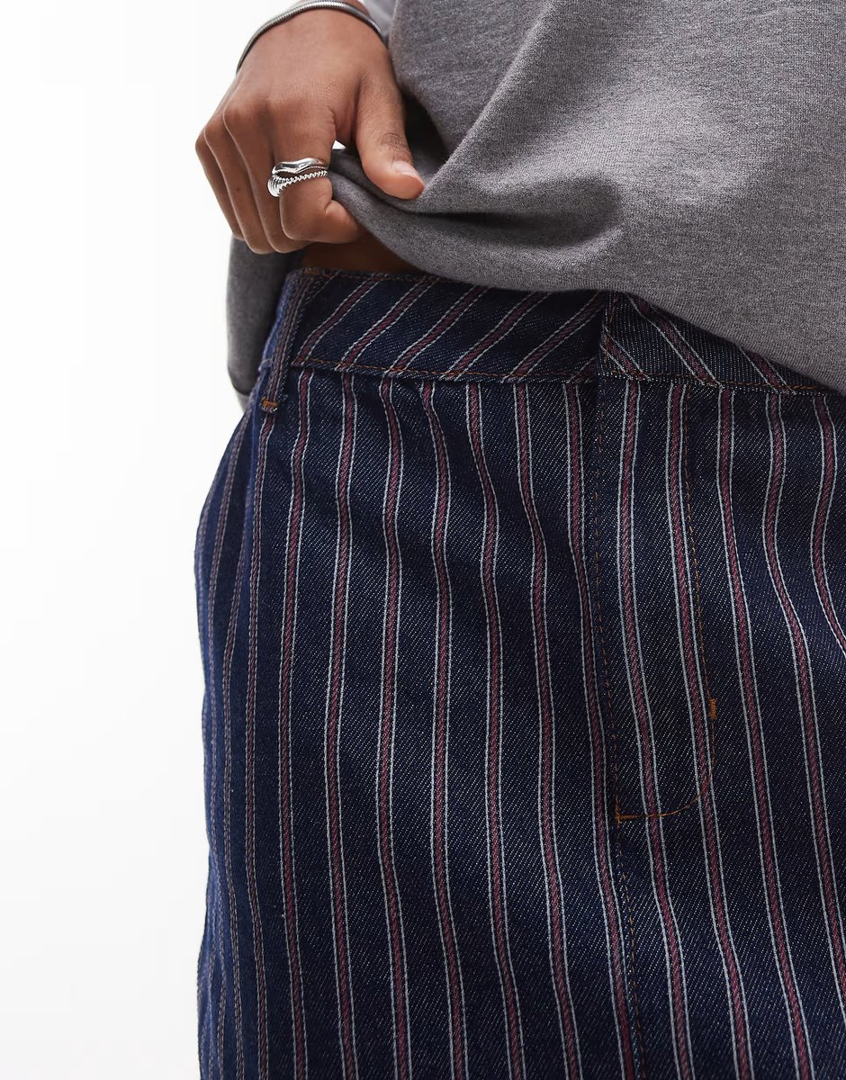 ASOS Topshop denim pelmet micro skirt in red and blue stripe - 2