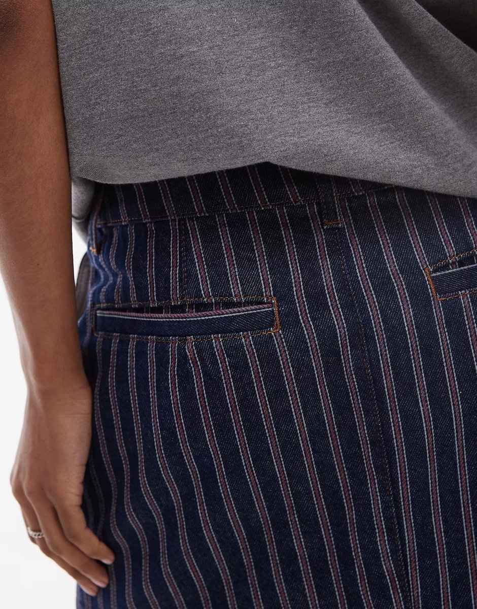 ASOS Topshop denim pelmet micro skirt in red and blue stripe - 4