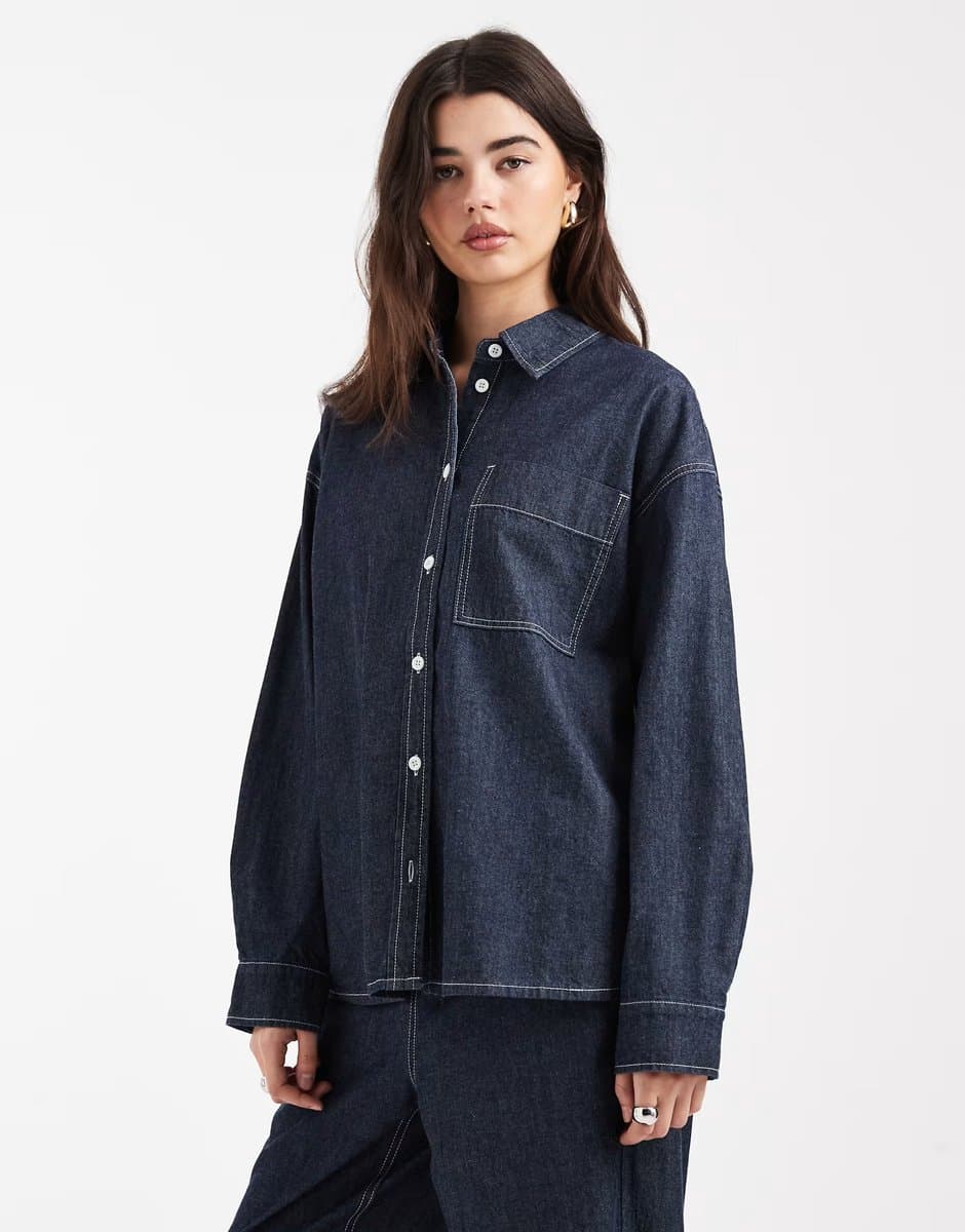 ASOS Object buton down denim top co-ord in rinse denim