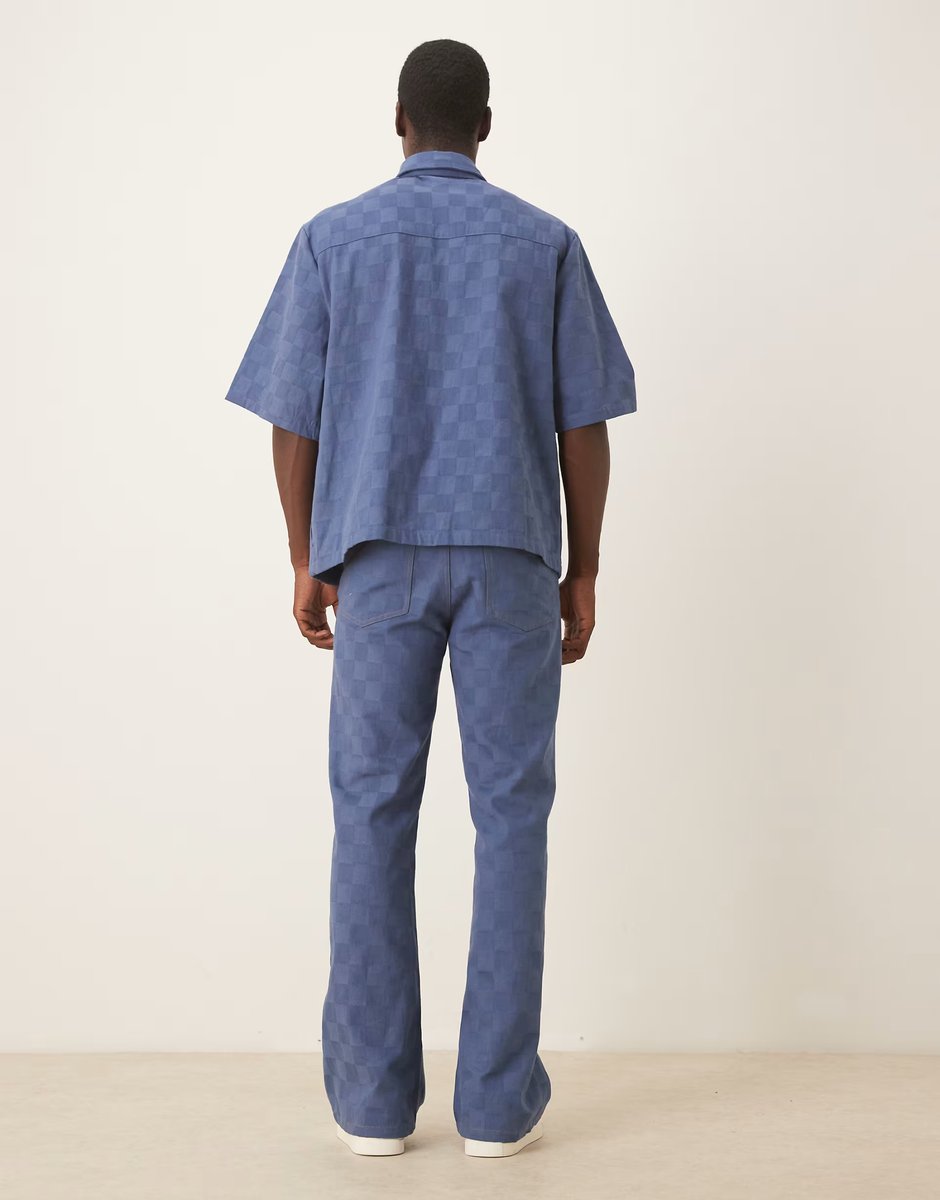 ASOS Sister Jane Unisex checkerboard denim jeans co-ord in blue - 2