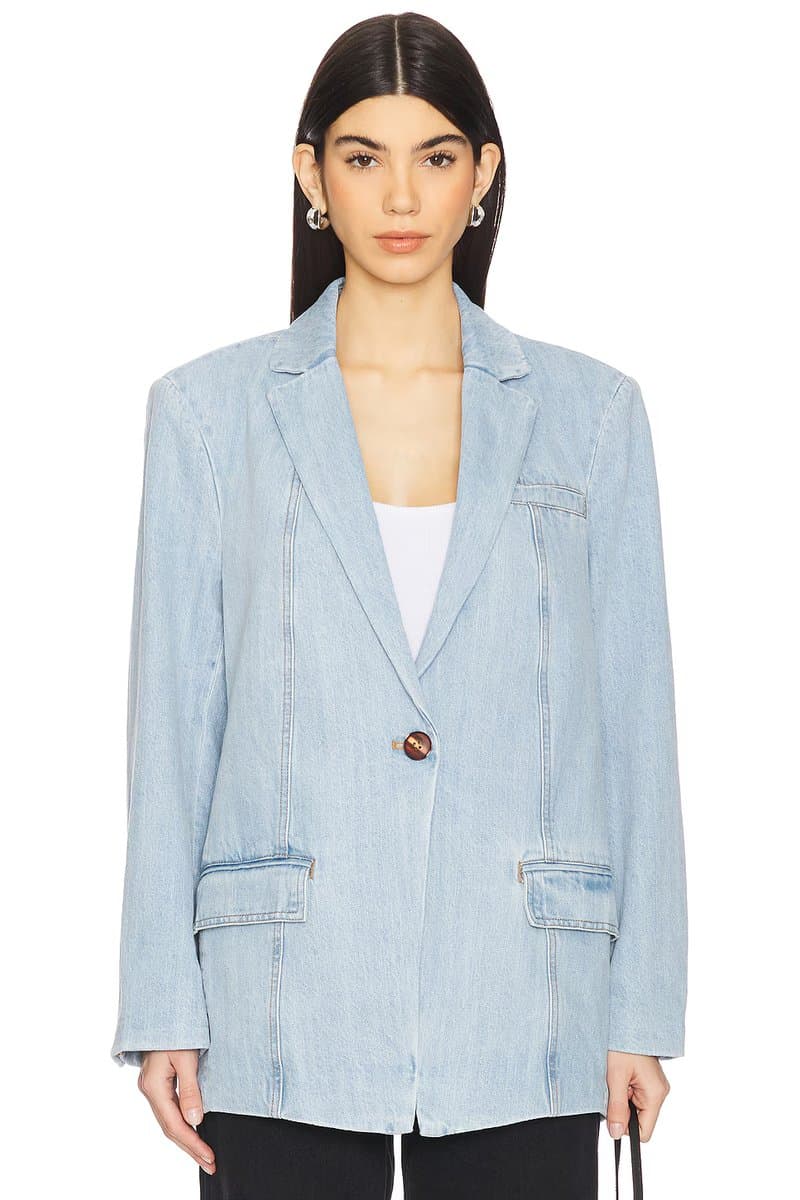revolve Revolve Gestuz Vella Blazer in Light Blue Washed