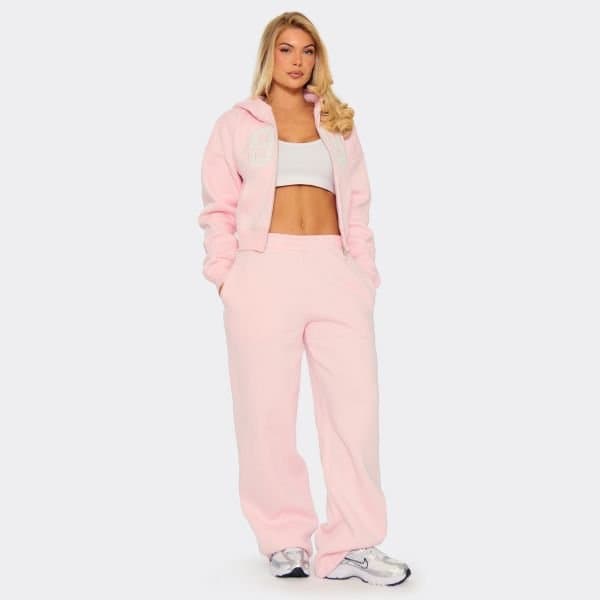 EGO EGO Baby Pink Low Rise Wide Leg Joggers for Women