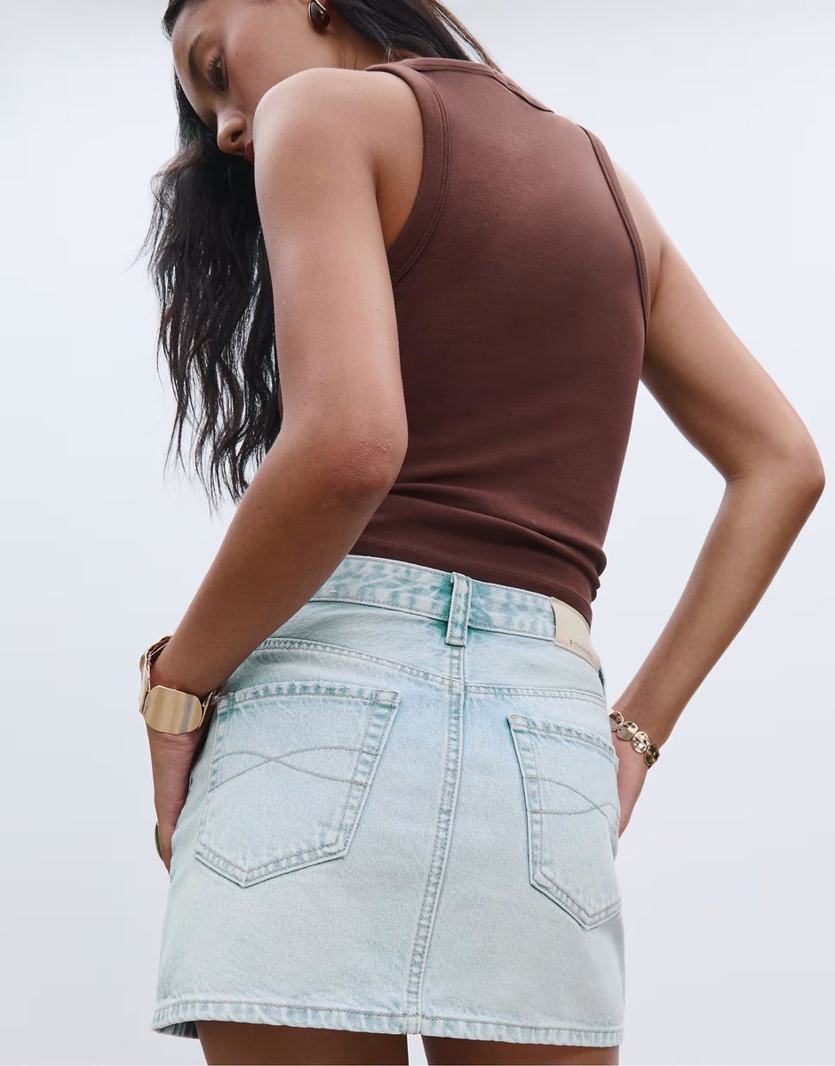 ASOS Stradivarius D60 denim mini skirt in blue denim - 2