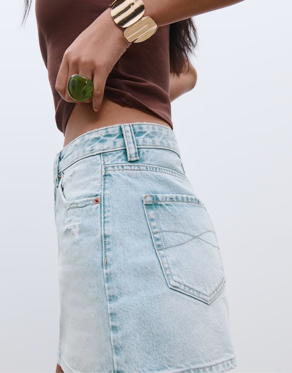 ASOS Stradivarius D60 denim mini skirt in blue denim - 3