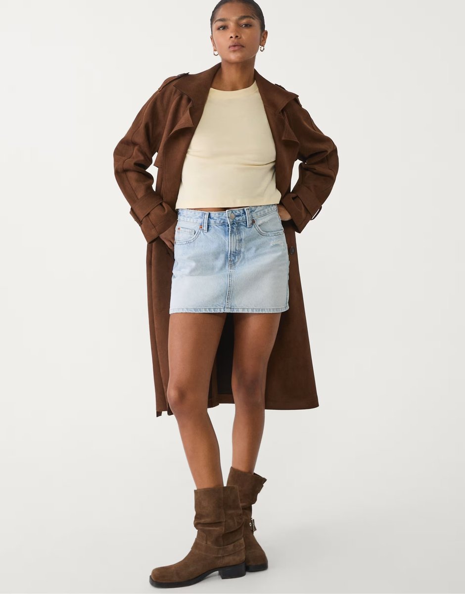 ASOS Stradivarius D60 denim mini skirt in blue denim - 4