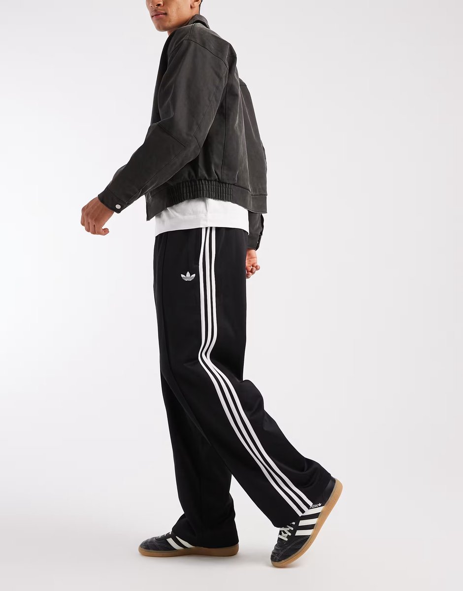 ASOS adidas Originals Baggy track pants in black / white - 3