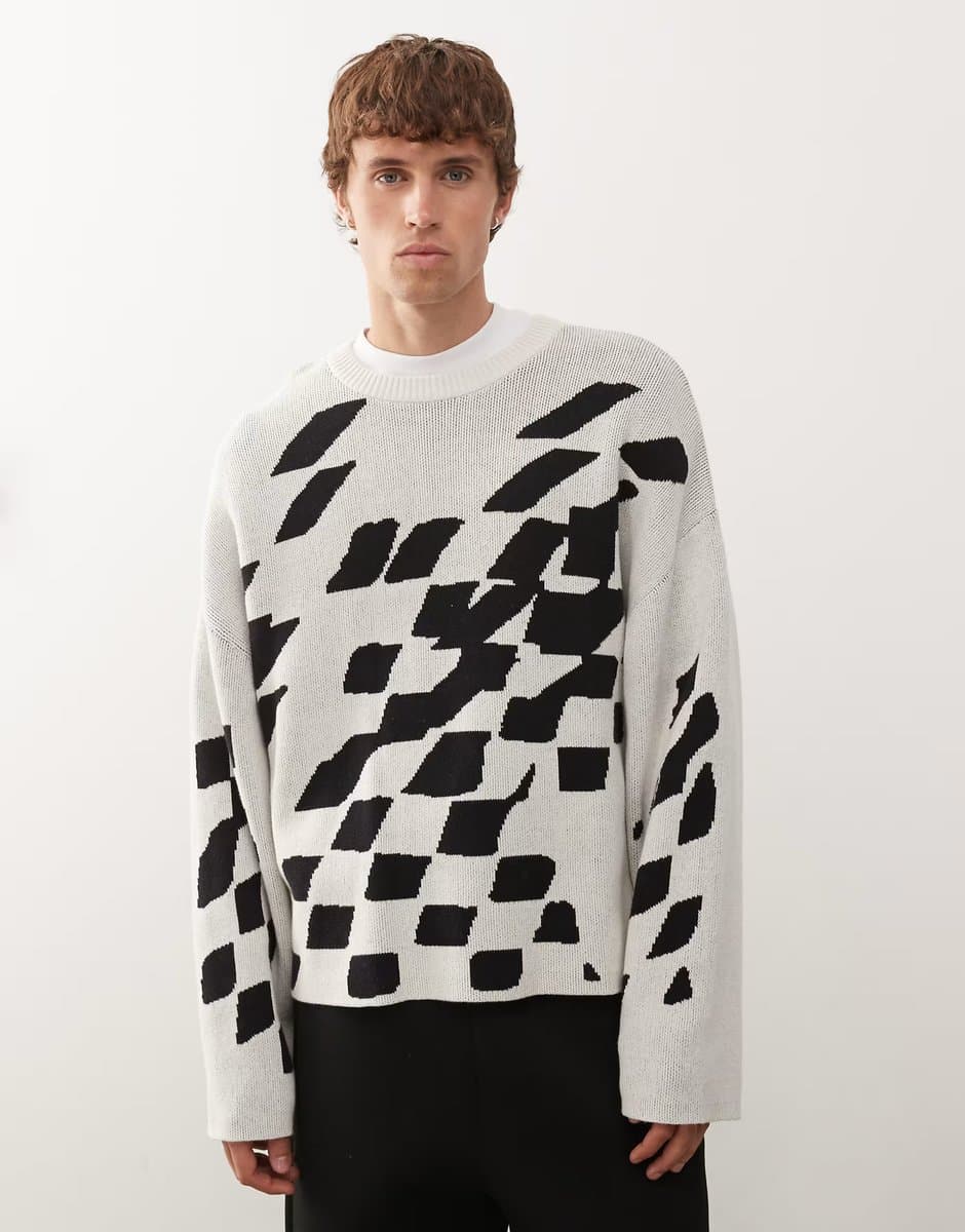 ASOS Weekday jumper with broken graphic in off-white