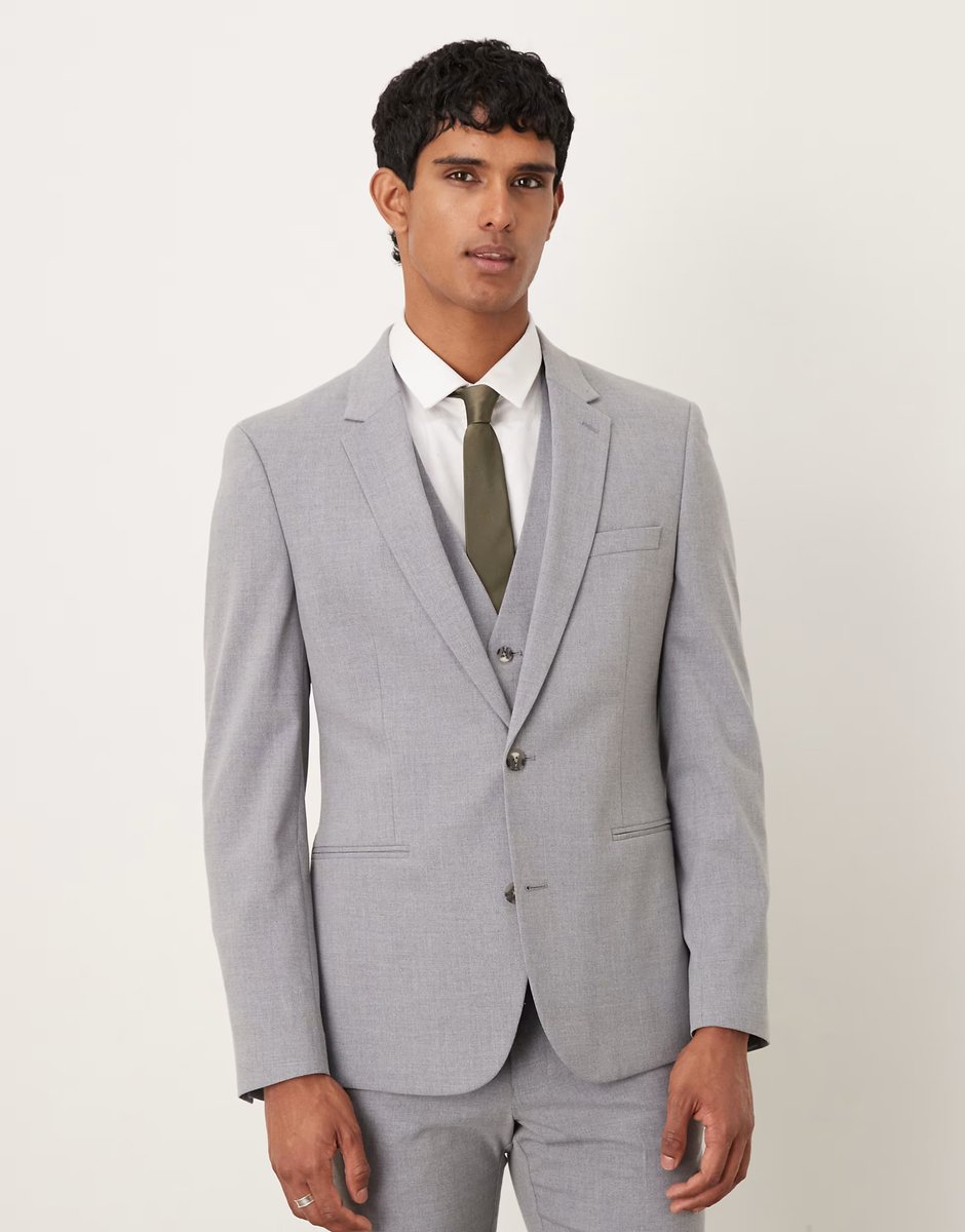 ASOS ASOS DESIGN skinny suit jacket in grey - 1