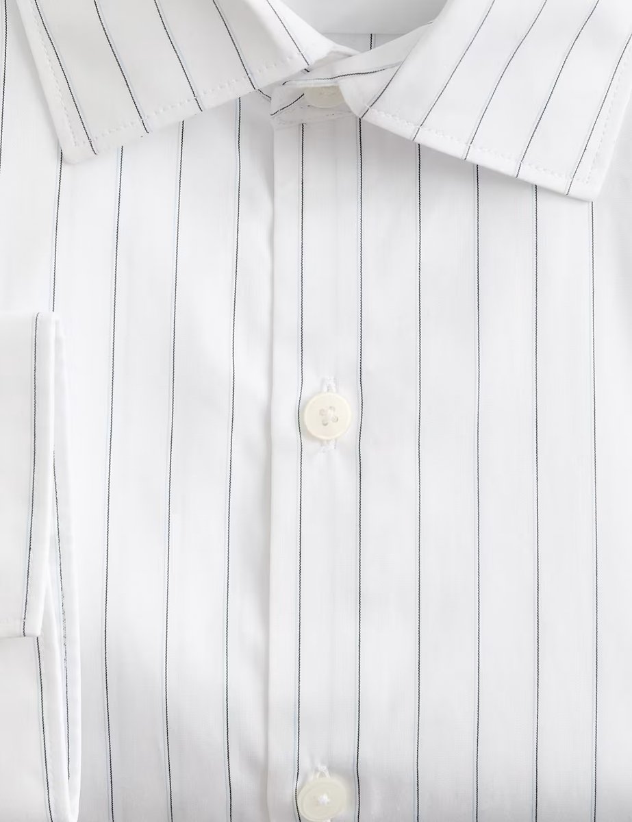 Marks & Spencer M&S Regular Fit Pure Cotton Striped Shirt White Mix - 2