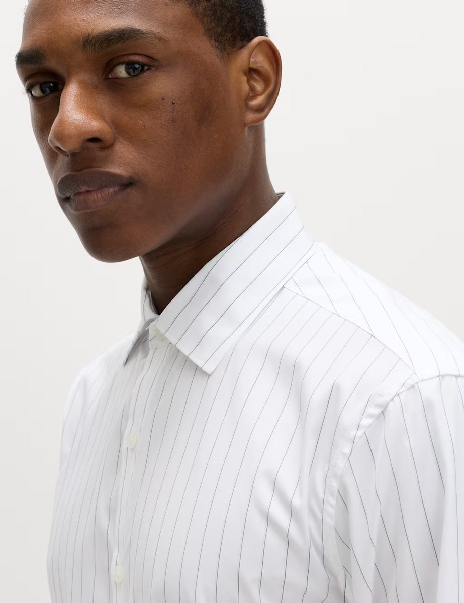 Marks & Spencer M&S Regular Fit Pure Cotton Striped Shirt White Mix - 3