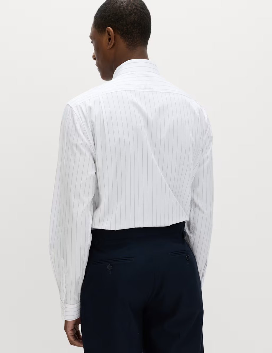 Marks & Spencer M&S Regular Fit Pure Cotton Striped Shirt White Mix - 4