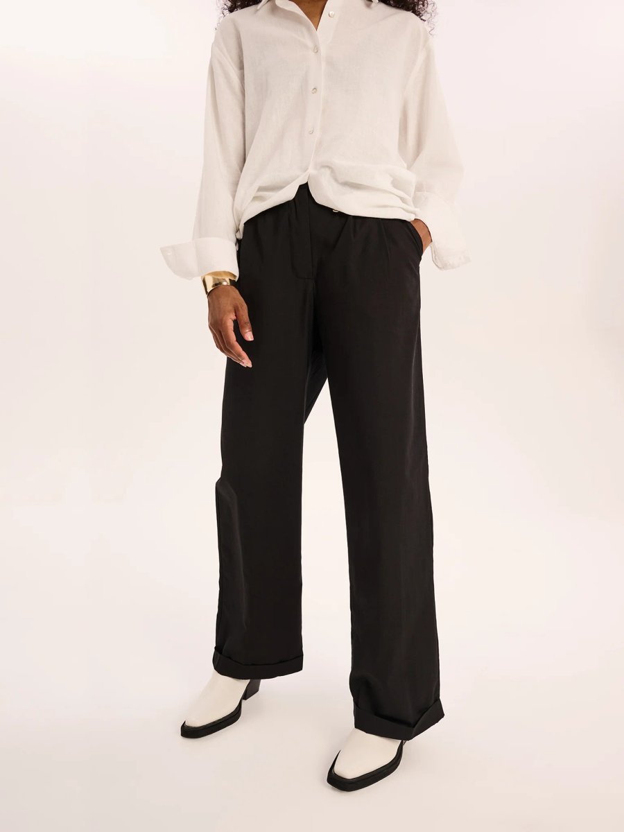 OMNES Candy Pleat Front Straight Leg Trouser in Black - 3