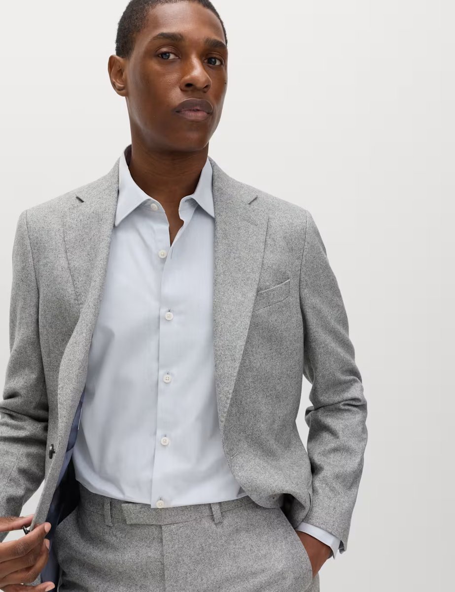 Marks & Spencer M&S Regular Fit Pure Cotton Marl Shirt Grey Mix - 4