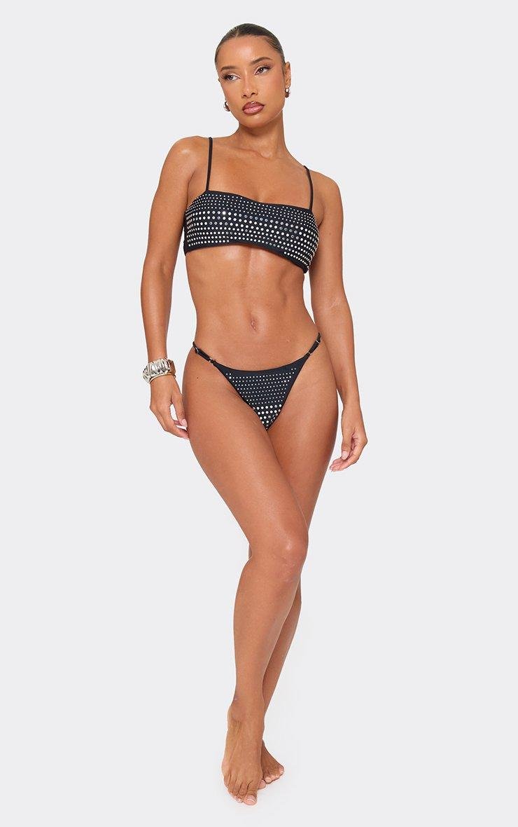EGO Hotfix Embellished Detail Bikini Set In Black, Women's Size UK L - 2
