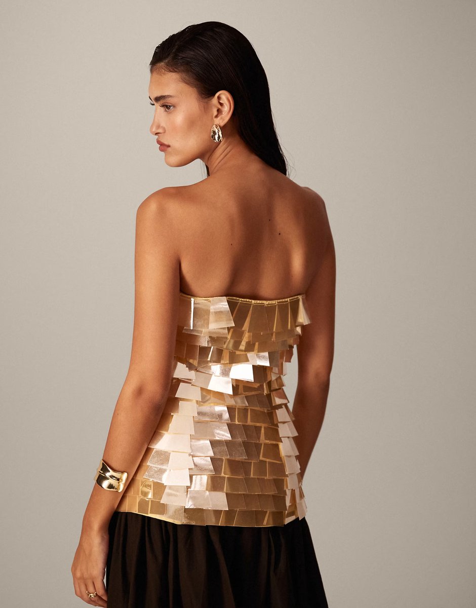 ASOS ARRANGE bandeau embellished top in yellow - 2