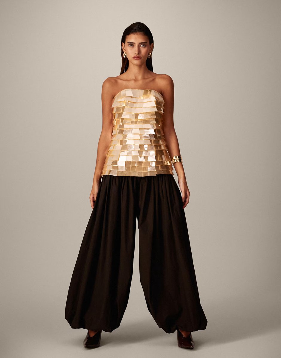 ASOS ARRANGE bandeau embellished top in yellow - 4