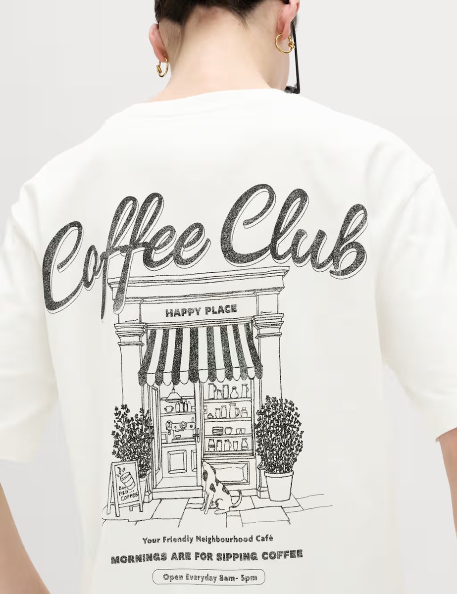 Marks & Spencer M&S Pure Cotton Floral Oversized Graphic T-Shirt Black/White - 3