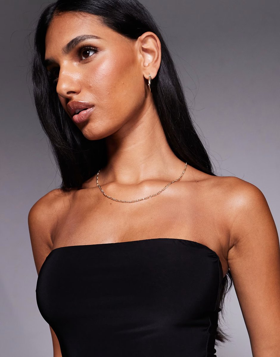 ASOS Fashionkilla exclusive double sculpted slinky bandeau ruched waist bodycon mini dress in black - 4
