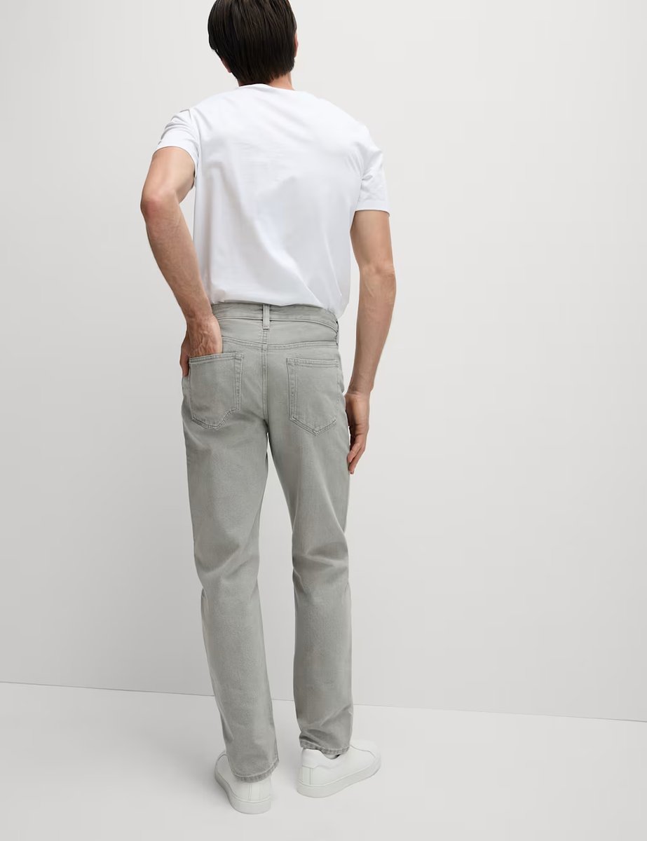 Marks & Spencer M&S Straight Fit Pure Cotton Jeans Light Grey - 4