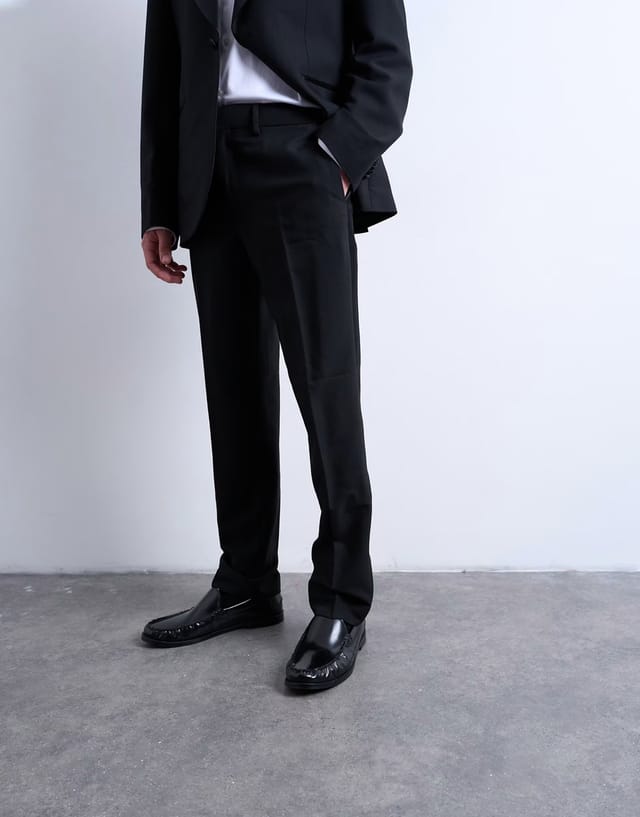 ASOS Topman slim tux suit trousers in black - 2