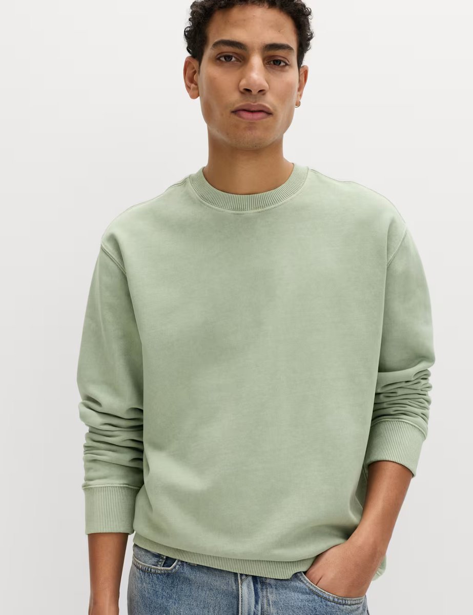 Marks & Spencer M&S Pure Cotton Garment Dye Sweatshirt Pistachio - 2